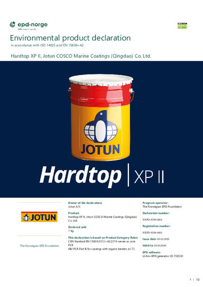 NEPD-9249-8851_Hardtop-XP-II--Jotun-COSCO-Marine-Coatings--Qingdao--Co-Ltd.pdf